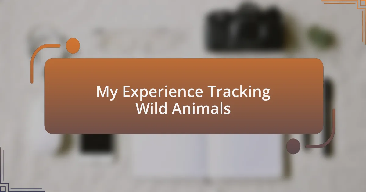My Experience Tracking Wild Animals
