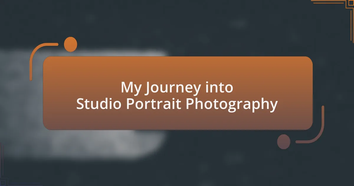 My Journey into Studio Portrait Photography