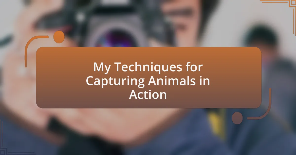 My Techniques for Capturing Animals in Action